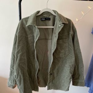 Zara green corduroy shacket